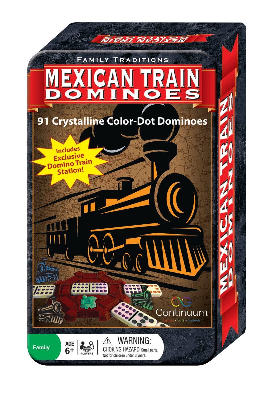 Family Traditions Mexican Train Dominoes Tin