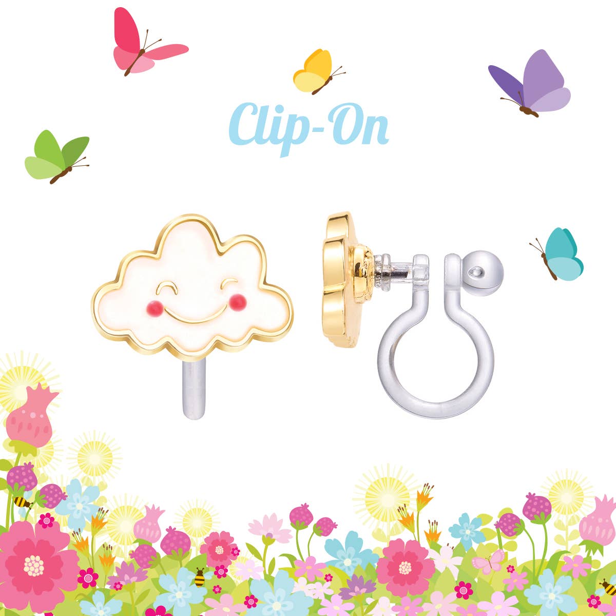 CLIP ON Cutie Earrings- Happy Cloud