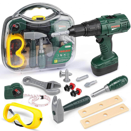 Kids Tool Set with Power Toy Drill - Plastic Case