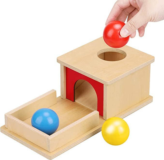 Object Permanence Box with Tray and 3 Balls Montesorri Toys