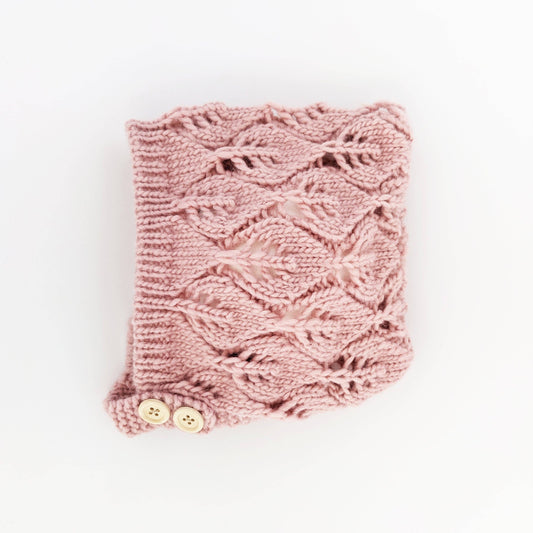 Leaf Lace Hand Knit Bonnet Rosy Pink - Einstein's Attic