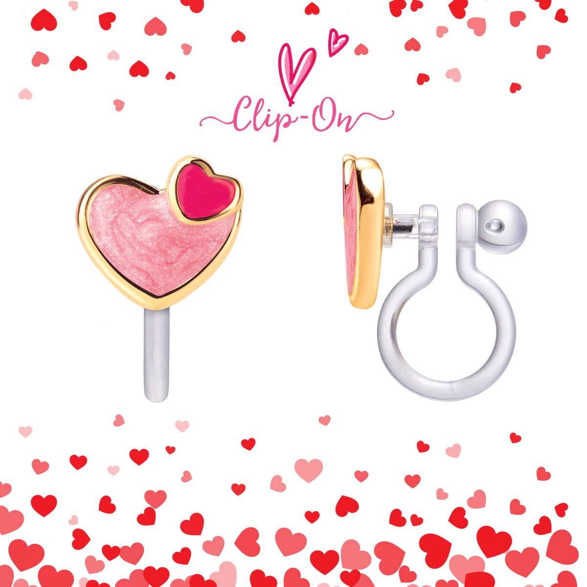CLIP ON Cutie Earrings- Heart 2 Heart