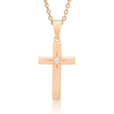 Cross Necklace with CZ - Rose