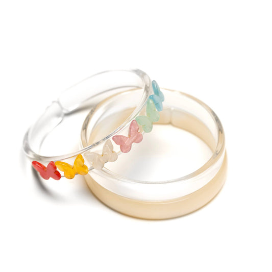 Butterfly Pearl Pastel Shades Bangles (Set/3)