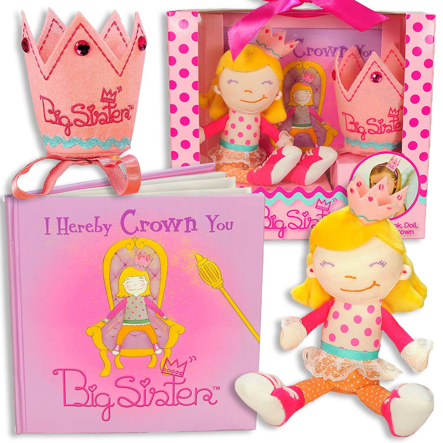 Big Sister Gift Set w/ Book, Plush Doll and Crown