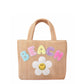 'Beach' Daisy Mini Straw Tote Bag