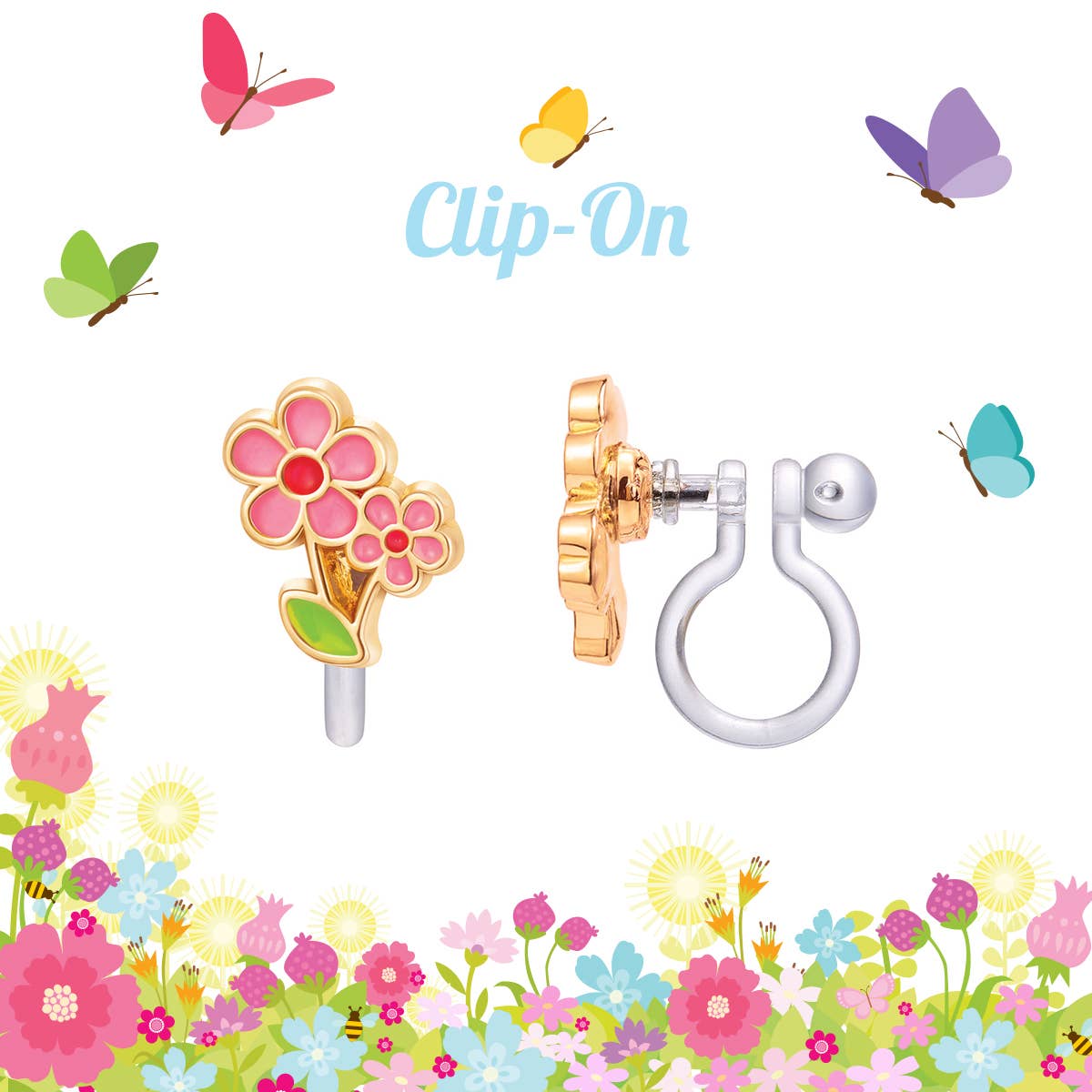 CLIP ON Cutie Earrings- Little Pink Flower