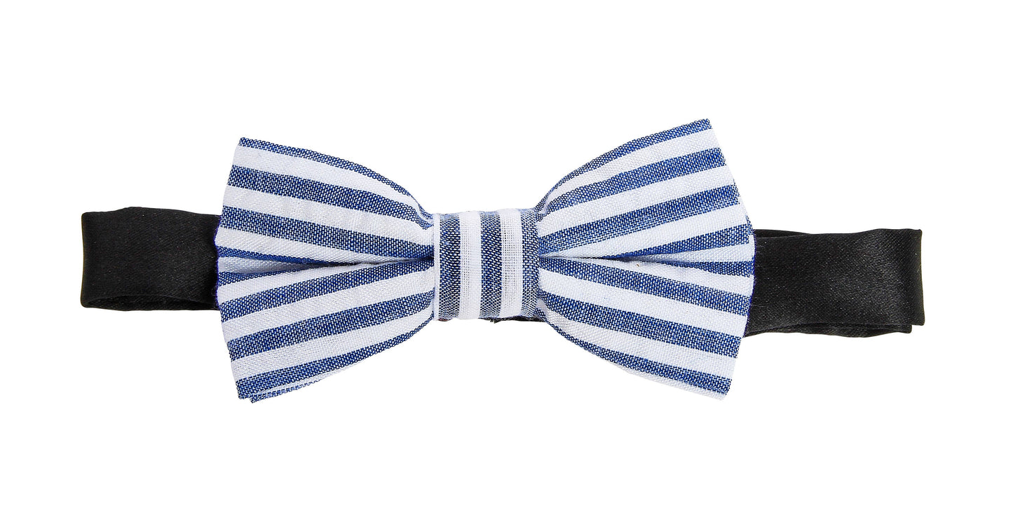Lb Navy Blue Suspenders & Blue/white Seersucker Bow Tie Set - Einstein's Attic
