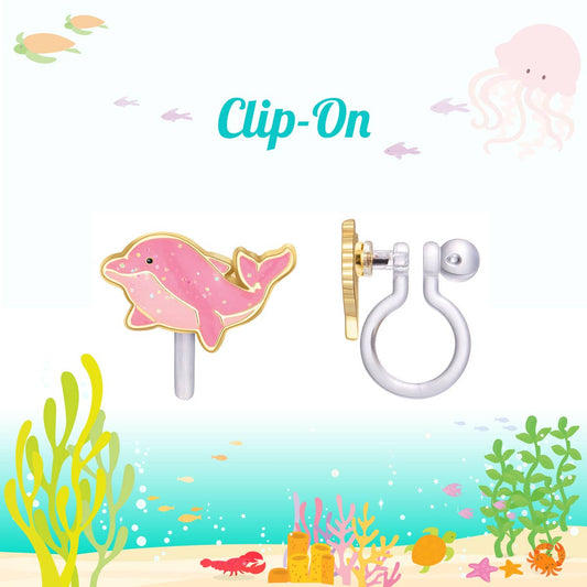 CLIP ON Cutie Earrings- Dazzling Dolphin