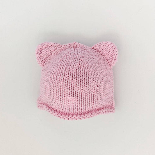 Newborn Pink Teddy Bear Beanie Hat - Einstein's Attic
