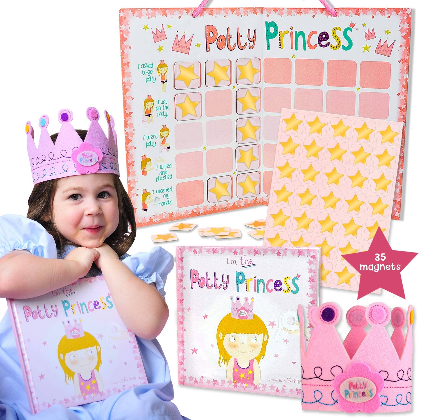 Princess Potty Training Gift Set w/ Book, Magnets and Crown
