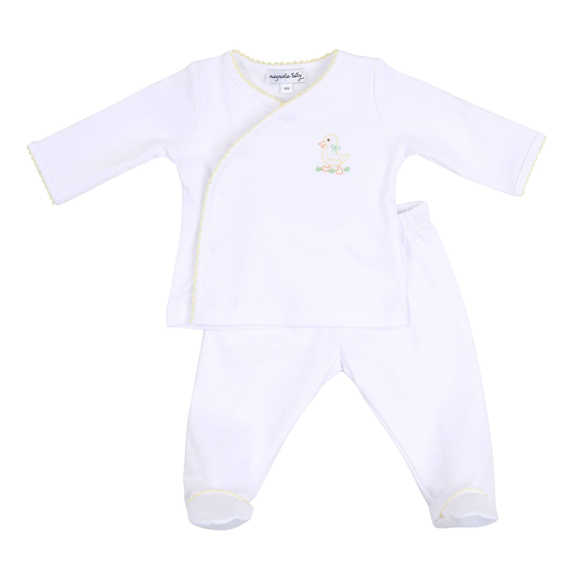 Little Quacker Yellow Emb X-Tee Footed Pant Set - Einstein's Attic