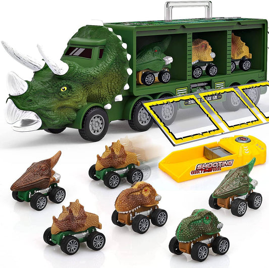 Dinosaur Truck with 6 Pull Back Dinosaur Cars - Einstein's Attic