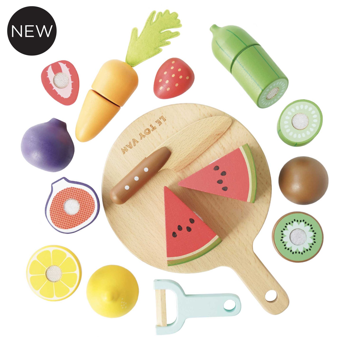 Wooden Chopping Board & Sliceable Play Food