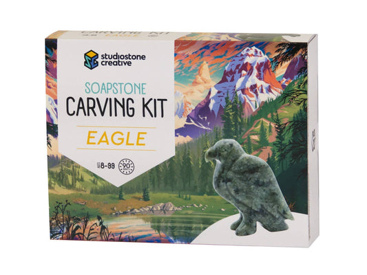 Eagle Soapstone Carving and Whittling—DIY Arts and Craft Kit. All Kid-Safe Tools and Materials Included. For kids and adults 8 to 99+ Years.