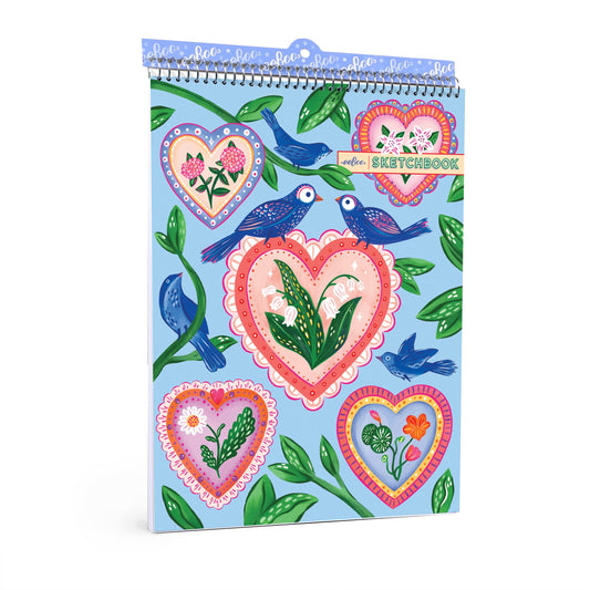 Hearts & Birds 12 Fluorescent Pencils & Matching Sketchbook