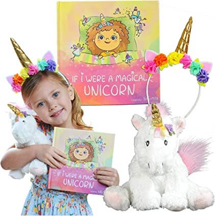 Magical Unicorn Gift Set w/ Book, Plush Unicorn and Headband