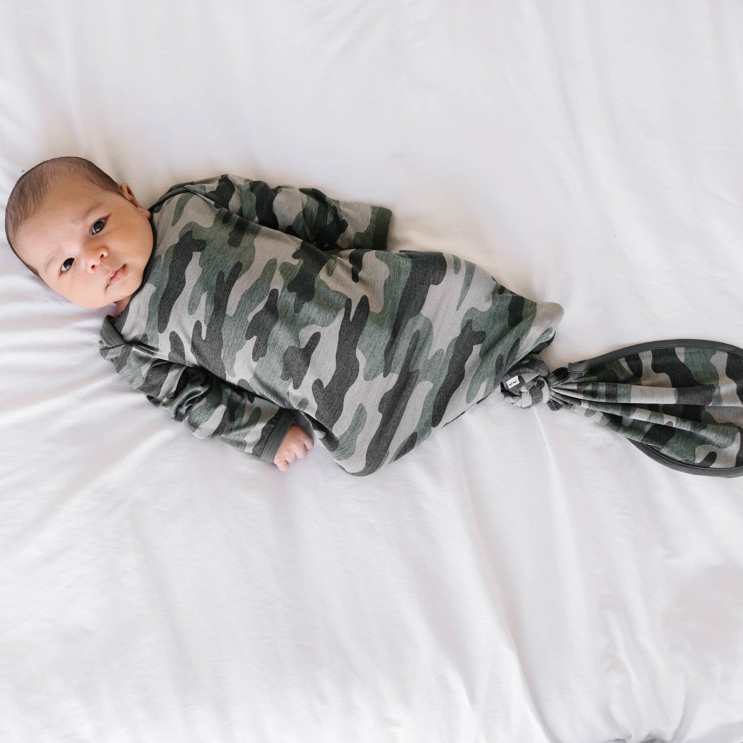 LITTLE SLEEPIES Vintage Camo Bamboo Viscose Infant Knotted Gown - Einstein's Attic