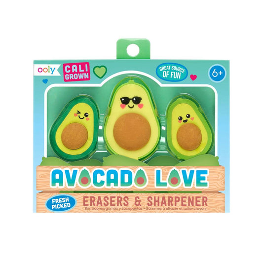 Avocado Love Eraser and Sharpener - set of 3 - Einstein's Attic