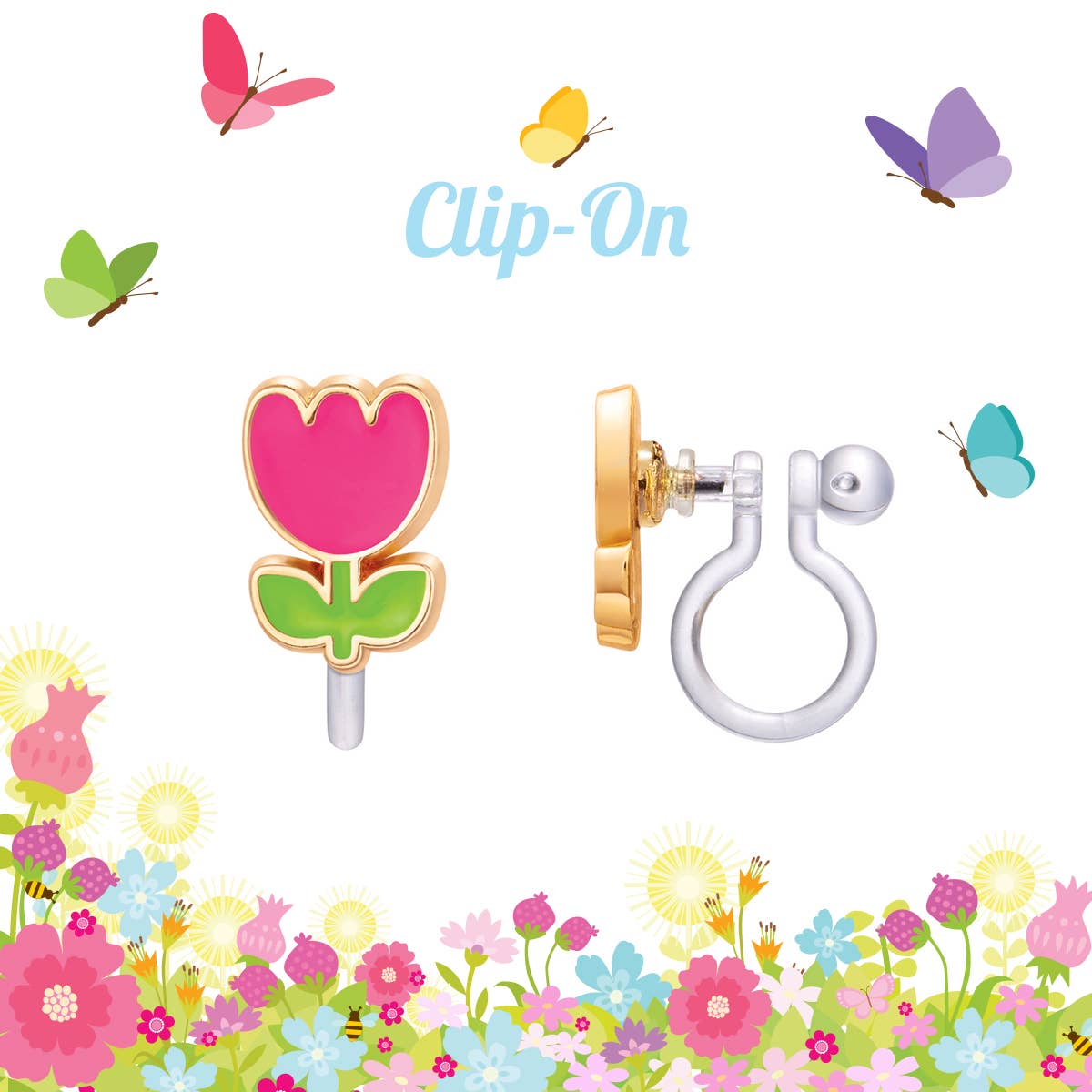 CLIP ON Cutie Earrings- Tiny Tulip