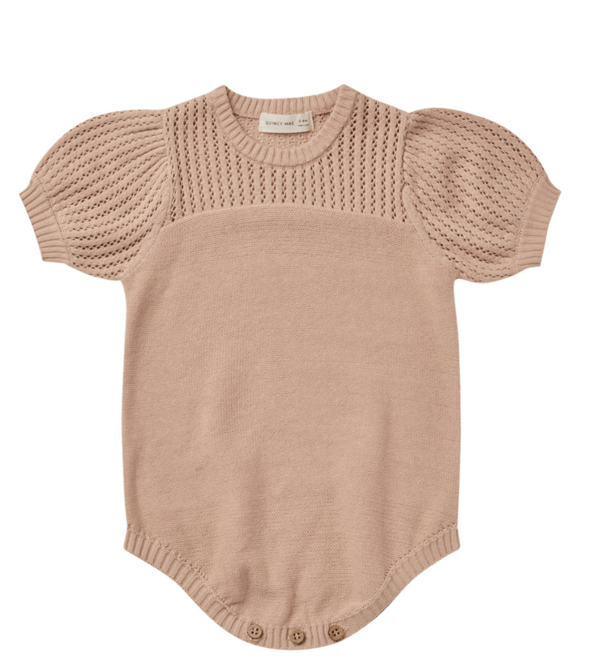 Quincy Mae POINTELLE KNIT ROMPER | BLUSH