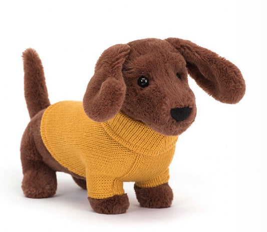 Sweater Sausage Dog Yellow Plush Toy