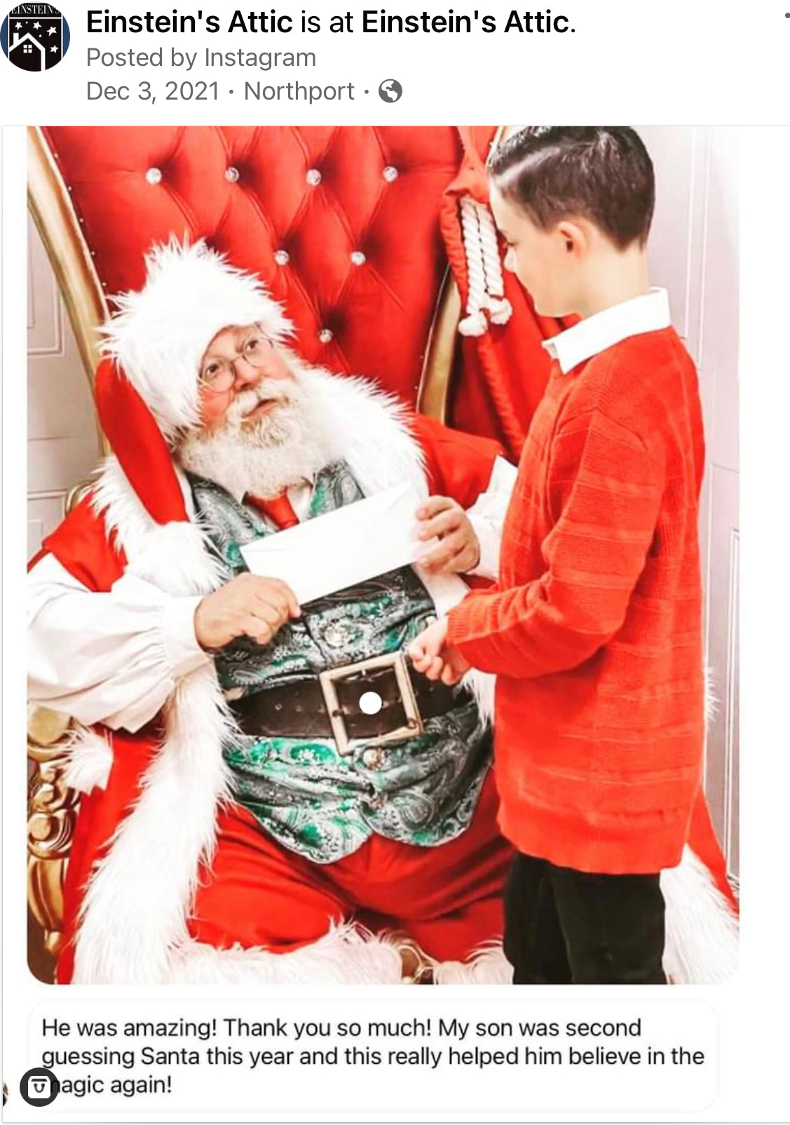 Santa Experience December 9, FRIDAY - Einstein's Attic