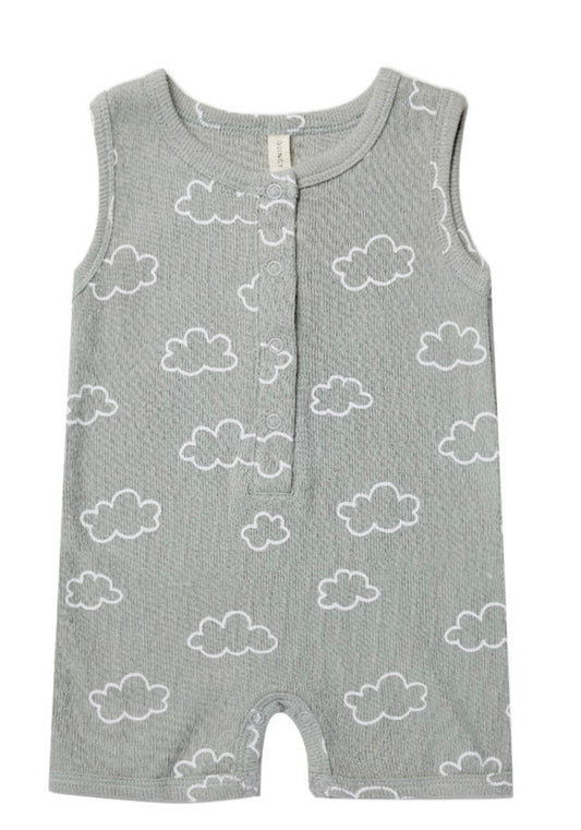 Quincy Mae RIBBED HENLEY ROMPER | CLOUDS 0-3, 3-6