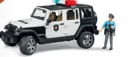 Bruder Jeep Rubicon Police car + light skin Policeman - Einstein's Attic