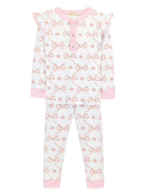 Bows and Roses Kids Set PJs with Ruffle