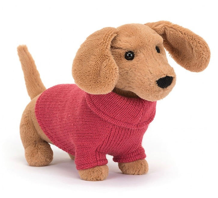 Sweater Sausage Dog Pink Plush Toy