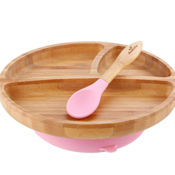Baby Bamboo Stay Put Suction Plates + Spoon - Einstein's Attic