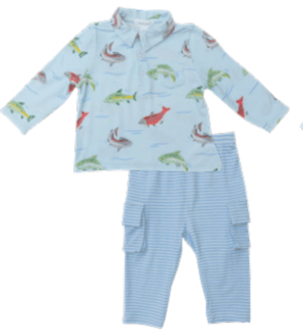 Salmon Polo W/Cargo Pant - Einstein's Attic